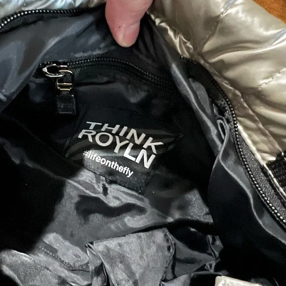 NWT THINK ROYLN Silver Shoulder Bag with Pleated Design - Picture 6 of 8